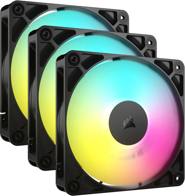 Front. CORSAIR - RS120 ARGB 120mm PWM Case Fans (3-pack) - Black.