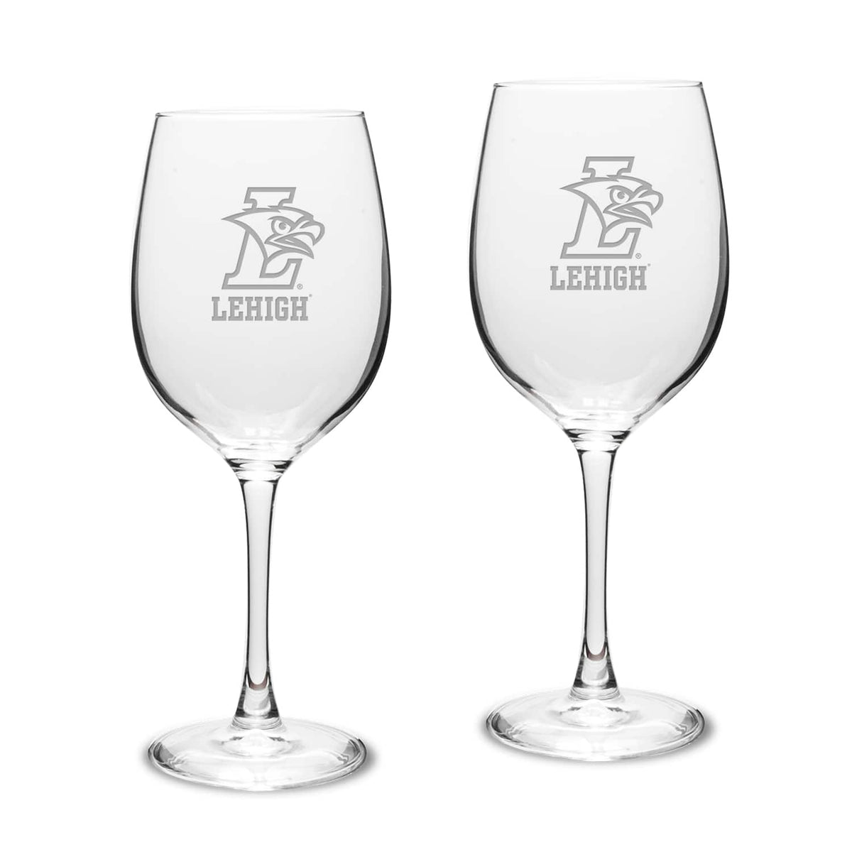 Jardine - Lehigh Mountain Hawks 16oz. 2-Piece Traditional White Wine Glass Set - Multicolor