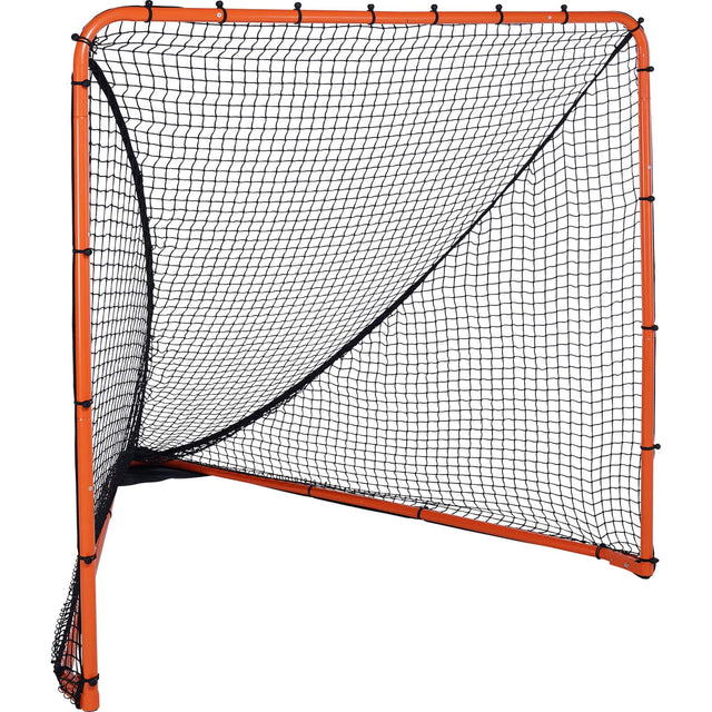 Front. VEVOR - Lacrosse Goal, 6' x 6' Lacrosse Net, Folding Portable Backyard Lacrosse Training Equipment, Steel Frame Training Net - Orange.
