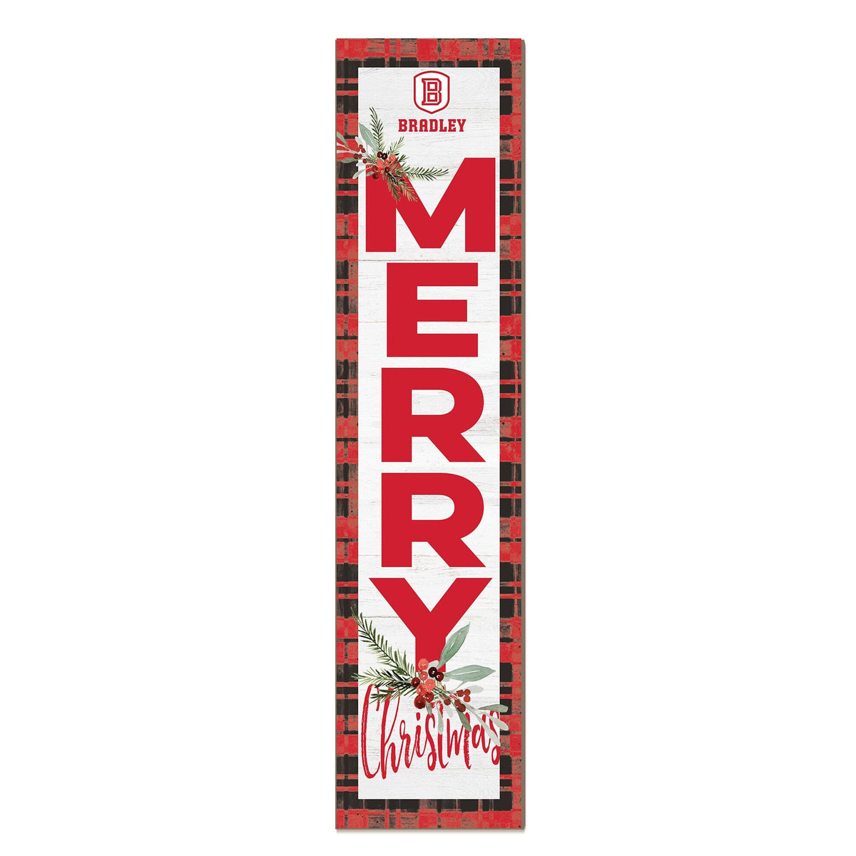 Jardine - Bradley Braves 12'' x 48'' Outdoor Merry Christmas Leaner - White