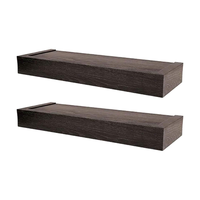 Front. Four Seasons Courtyard - Four Seasons Courtyard 18" Modern Floating Shelf Holds 15 lbs, 2 Pack, Espresso - Brown.