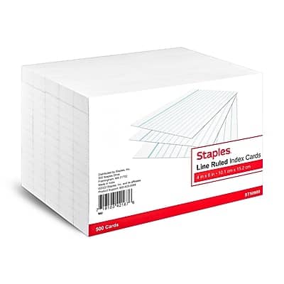 Staples  
Line Ruled Index Cards  
4" x 6" (10.2 cm x 15.2 cm)  
500 Cards  
ST52989