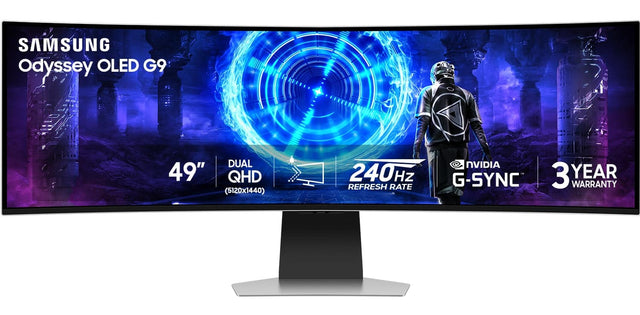 SAMSUNG Odyssey OLED G9 DUAL 49" QHD (5120x1440) NVIDIA 240Hz G-SYNC TECHNOLOGY REFRESH RATE 3 YEAR WARRANTY