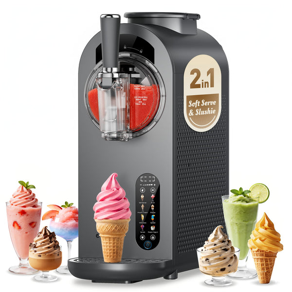 Alcarin - Soft Serve Ice Cream & Slushie Machine, No Pre-Freezing, 8 Presets, Sorbet, Milkshake & Protein Ice Cream - Dark Gray