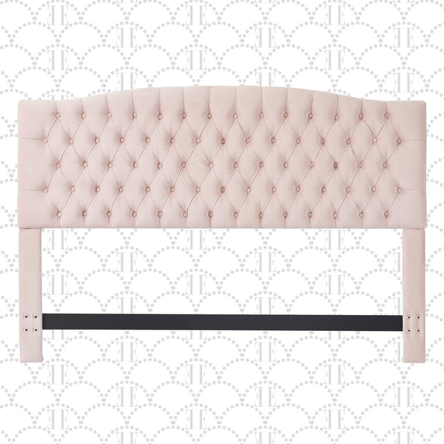 Front. Elle Decor - Elle Decor Celeste Queen Size Headboard, Blush Pink Velvet - Blush Pink Velvet.