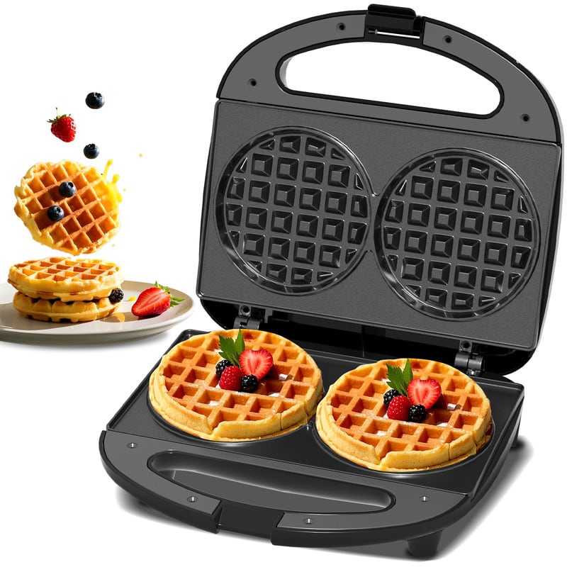 OSTBA - 750W Mini Waffle Maker , Nonstick Plates, Perfect for Kids & Family Breakfast - Black