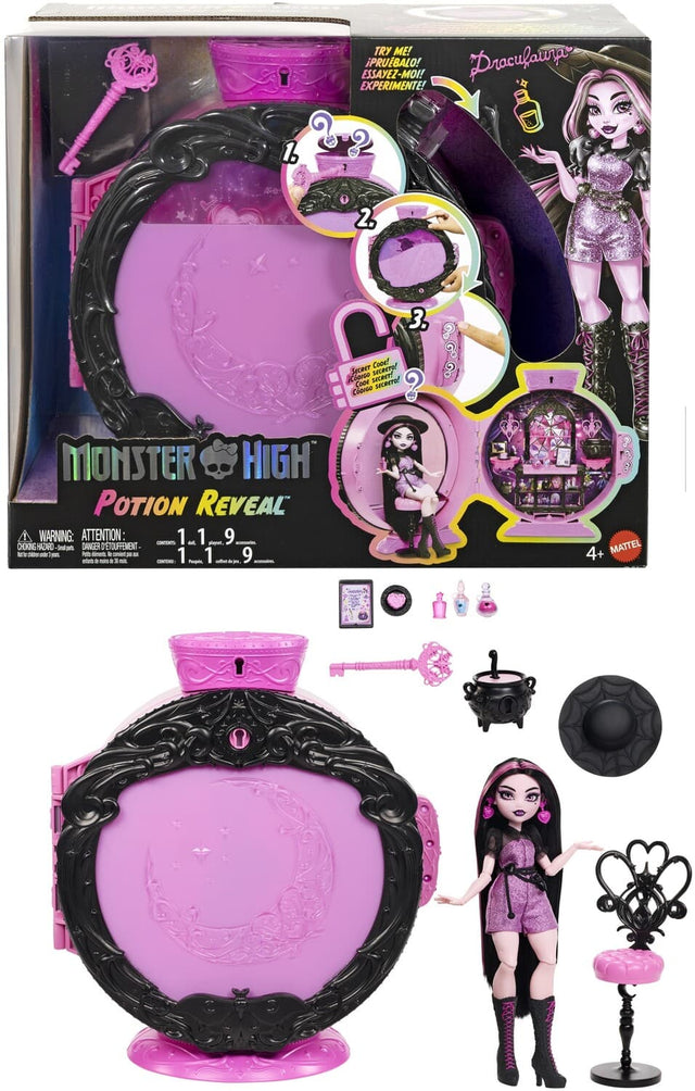 TRY ME! ESSAYEZ-MOI! PRUEBALO! EXPERIMENTE!  
2. 3. SECRET CODE! SECRET!  
MONSTER HIGH POTION REVEAL  
WARNING: ATTENTION: 1.1 1 1 9 - - p - CHOKING HAZARD - - - - in 1 1 9 . - Apl - - 4+ MATTEL