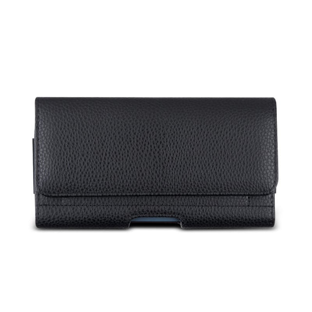 Front. LUXMO - LUXMO XL Size Leather Phone Holster-Card Series - Black.