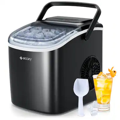 Ecozy - Portable Countertop Ice Maker - 9 Ice Cubes in 6 Minutes, 26 lbs Daily Output, Self-Cleaning