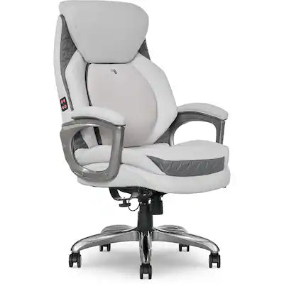 Sharper Image - S-600 Active Lumbar Heated Ergonomic Bonded Leather Swivel Executive Massage Chair, (60098-OWHT)