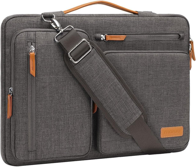 Front. mosiso - 360 Protective Laptop Shoulder Bag 15 inch Computer Messenger Bags for MacBook Air 15 M5 M4 M3 M2/Pro 15/Dell XPS Plus - Taupe Gray.