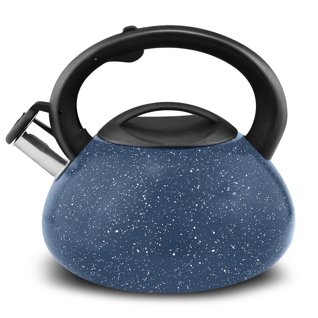 Front. Luminuxe - 3 Quart Stovetop Whistling Tea Kettle, Granite Finish, Fast Boil for Gas & Electric Stovetops - Granite.