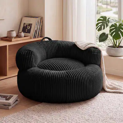 Vipbear - 44" Round Single Couch Sofa for Small Spaces, Boneless Accent Chair Circle Bean Bag Sofa for Living Room Bedroom, Dorm