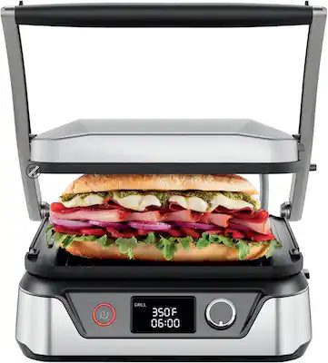Chefman - 5-in-1 Digital Panini Press Grill w/ Adjustable Temp, Opens Flat