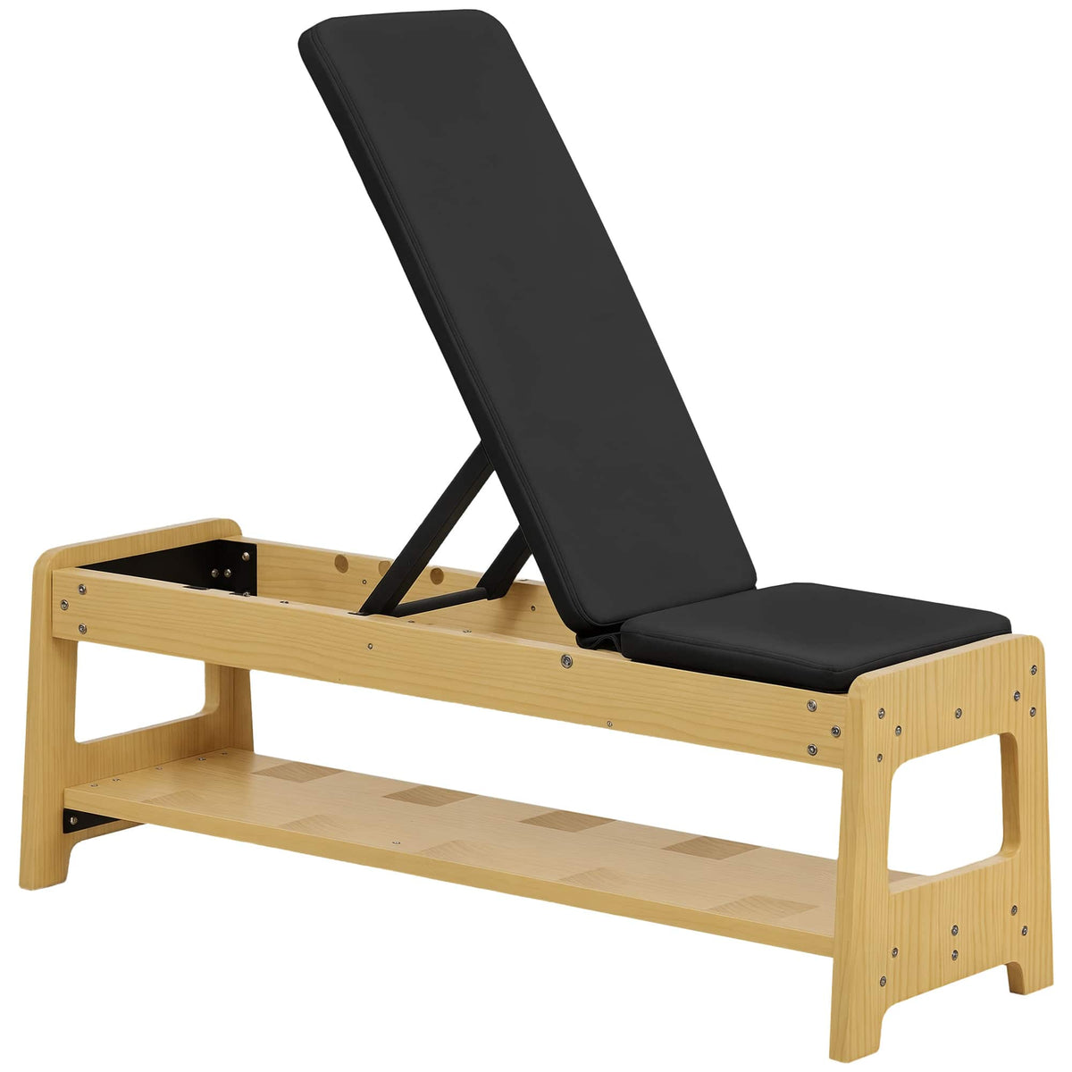 Soozier - Adjustable Weight Bench with Dumbbell Rack - Black