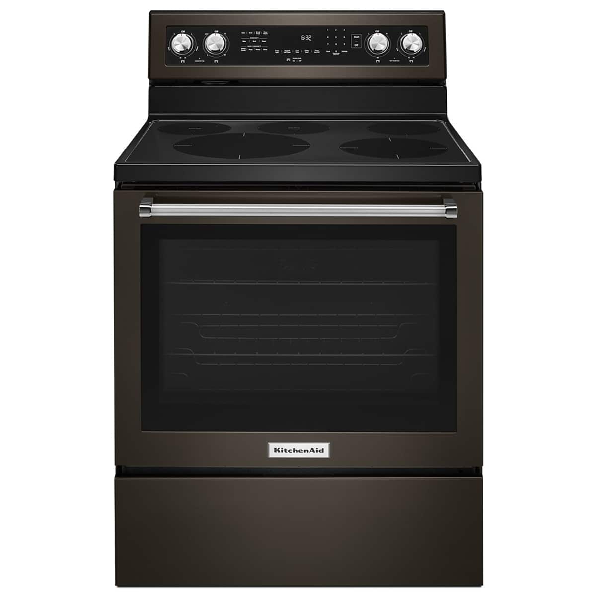 KitchenAid - 30 inch Wide 3 elements 6.4 cu. ft. Self-Cleaning Freestanding Electric Convection Range - Black Stainless Steel
