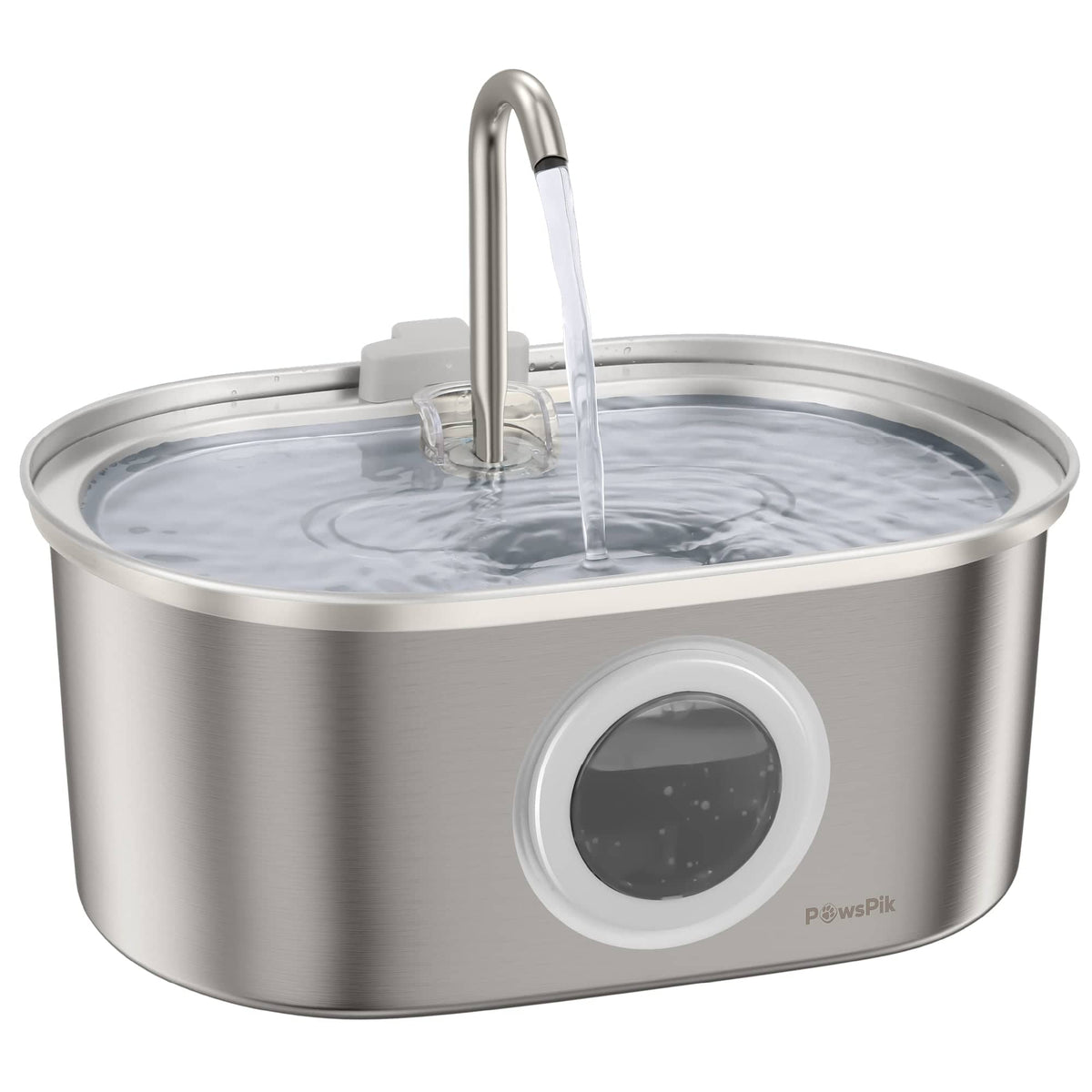 PawsPik - SS-01 Stainless Steel Cat Fountain, 108.2-oz - Silver