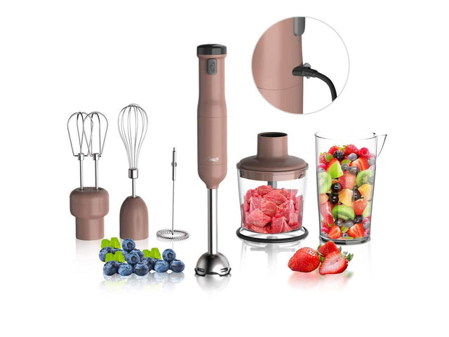 Front. Rosewill - Rosewill 6-in-1 Cordless Rechargeable Hand Blender, Heavy Duty - Stick, Beaker, Whisk, Chopper, Beater, Frother - Mocha.