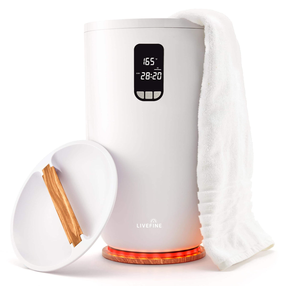 LiveFine - Large Towel Warmer, Bucket Style W/Timer & Auto Shut-Off, Fits Two 40”x70” Towels - White