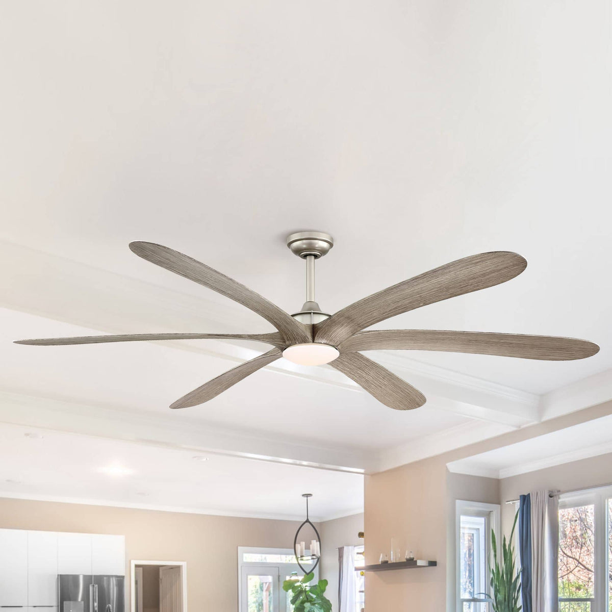 Parrot Uncle - 72" Farmhouse Indoor DC Motor 6-Blade Ceiling Fan with LED Light and Remote - Driftwood