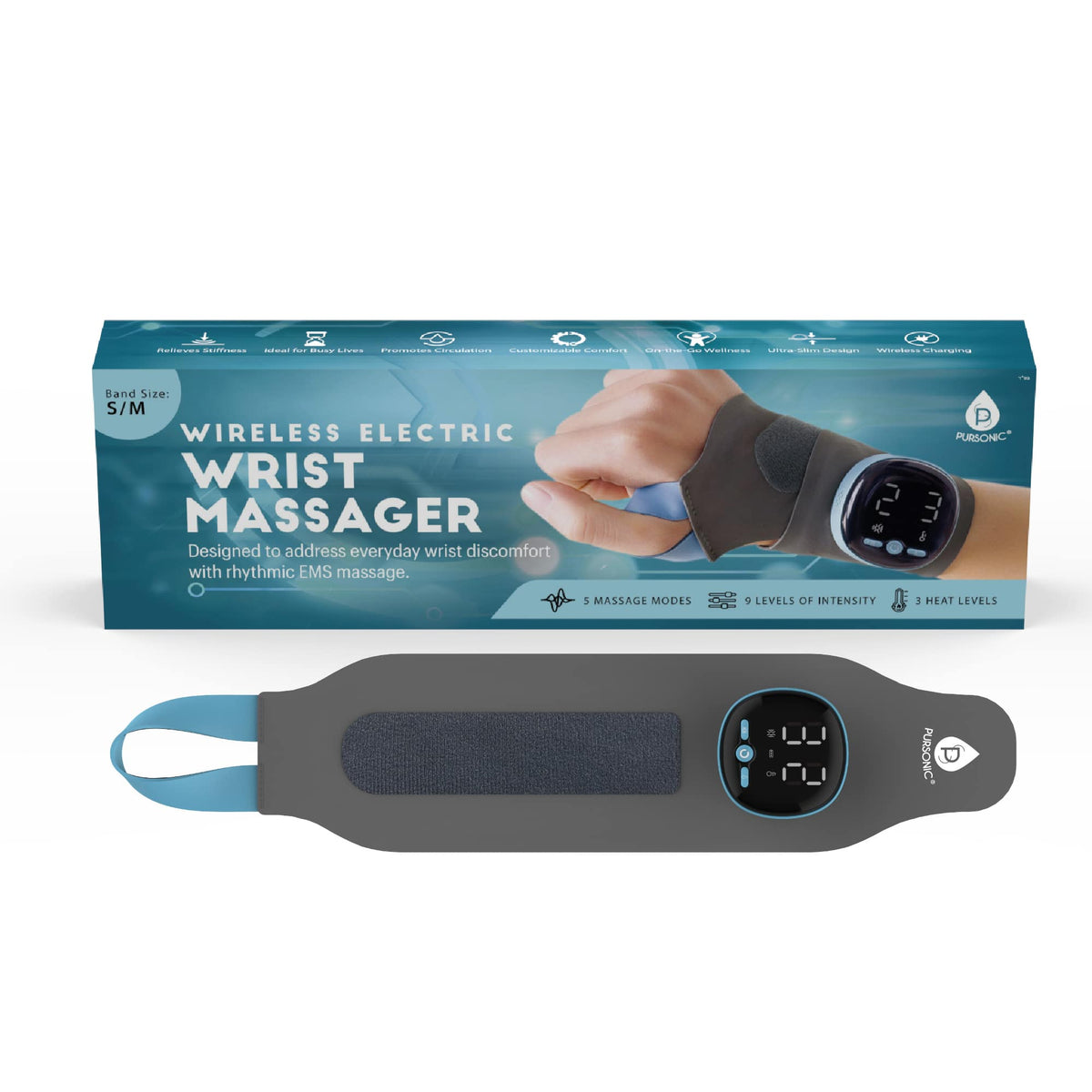 Pursonic - Electric Massager Wrist Guard – Relax & Revitalize Your Wrists - Gray