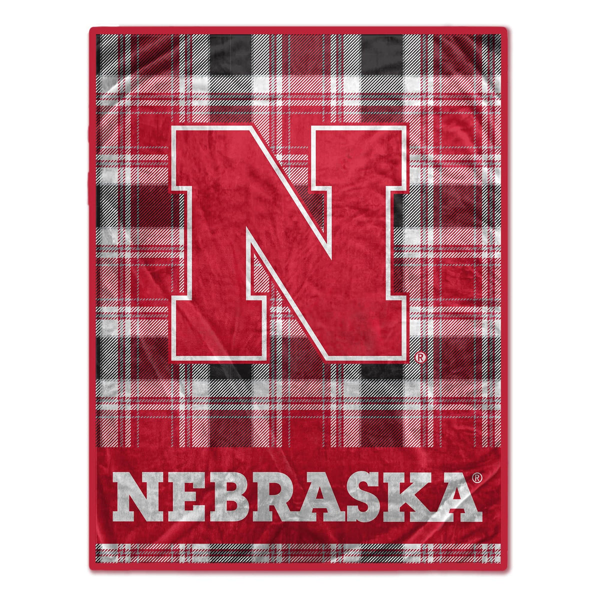 Pegasus - Nebraska Huskers 66" x 95" Oversized Plaid FAN-mily Ultra Cozy Blanket - Multicolor