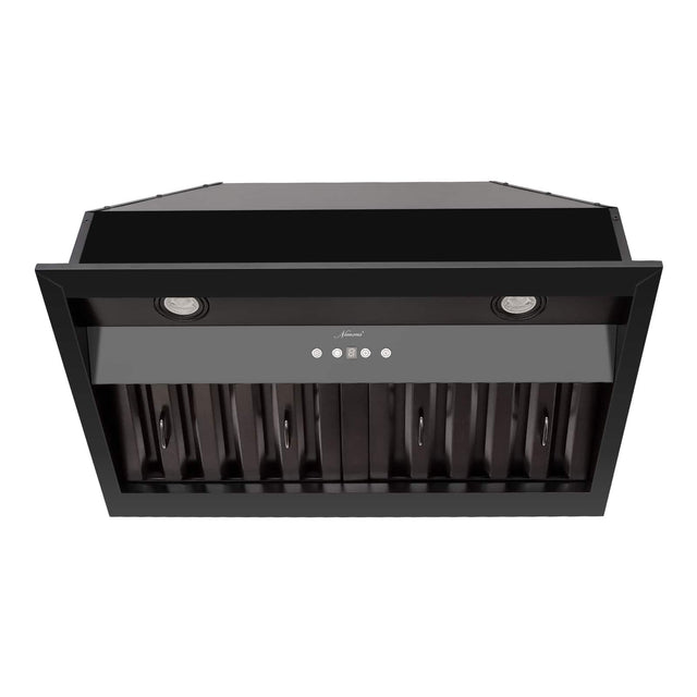 Front. Akicon - Akicon 30 inch Ducted 600-CFM Matte Black Range Hood Insert - Black.