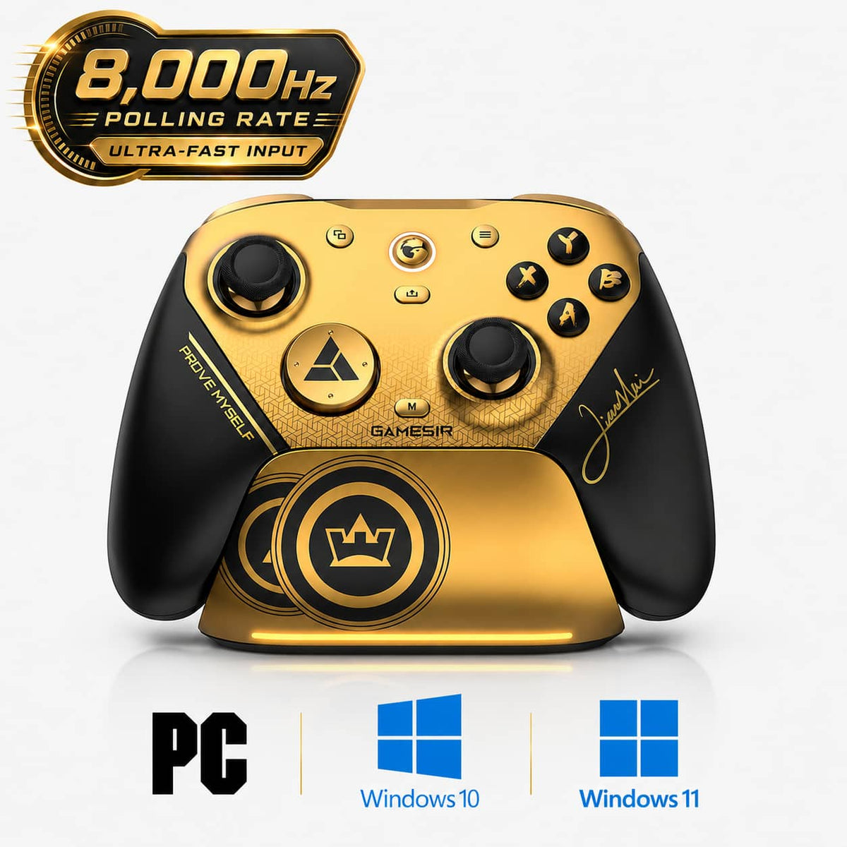 GameSir - G7 Pro 8k Wireless Controller for PC, Mag-Res TMR Sticks, Hall Effect Triggers, 8000Hz Polling Rate, Tri-Mode Connect - Black/Gold