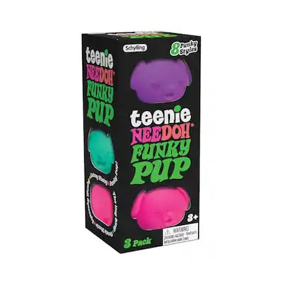 Schylling - NeeDoh Teenie Funky Pups Sensory Squeeze Toy, 3 Mini Groovy Globs, 1.5", Ages 3+, 1 Pack