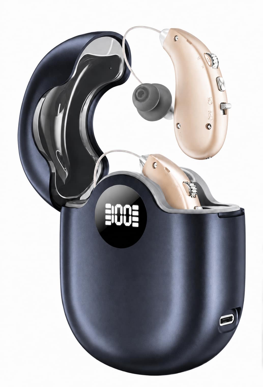 Eara - Essential BTE Rechargeable OTC Digital 16-channel Hearing Aids for Seniors and Adults - Beige