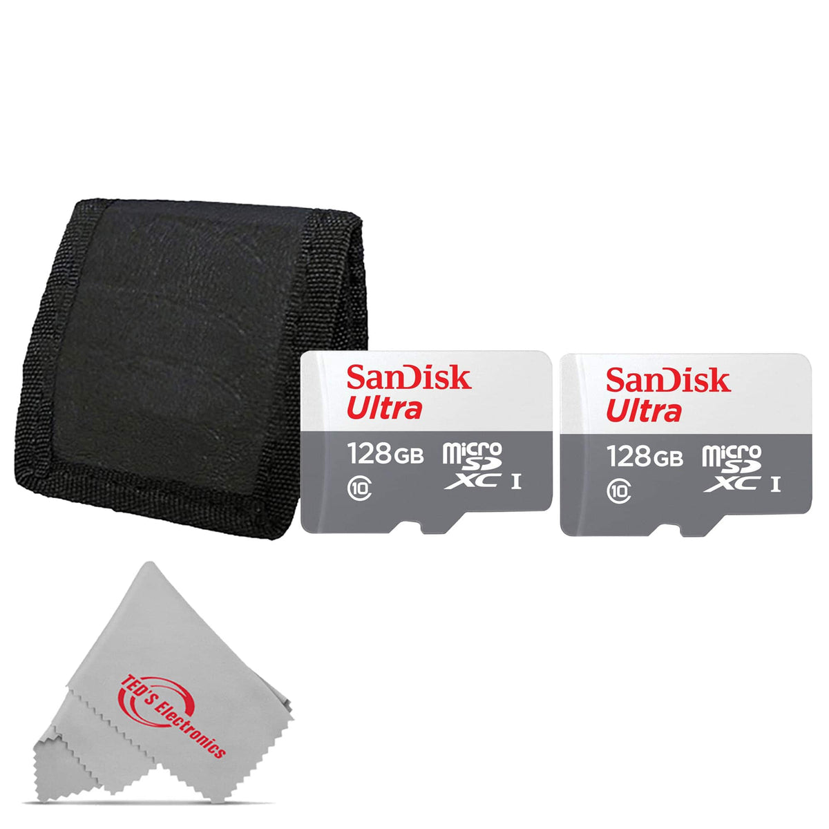SanDisk Professional - 2x SanDisk 128GB Ultra UHS-I microSDXC Memory Card with SD Adapter and Card Wallet