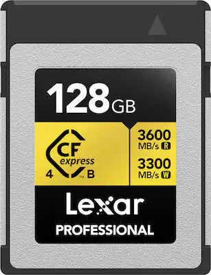 Lexar - 128GB GOLD CFexpress 4.0 Type B Card Card, for Photographers, Videographers, Up to 3600/3300 MB/s, 8K RAW Video