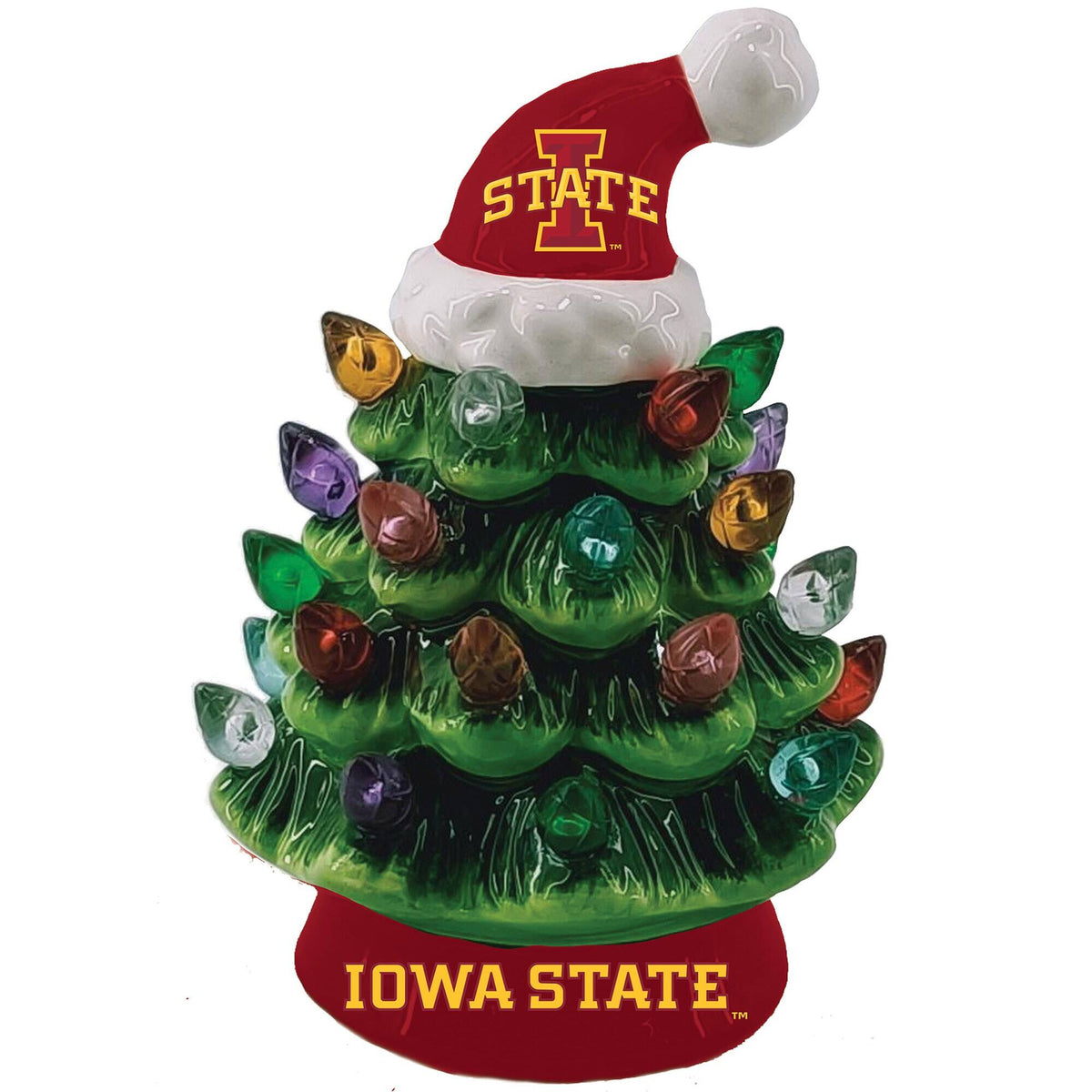 Evergreen Enterprises - Iowa State Cyclones 8" Light Up Ceramic LED Christmas Tree - Multicolor
