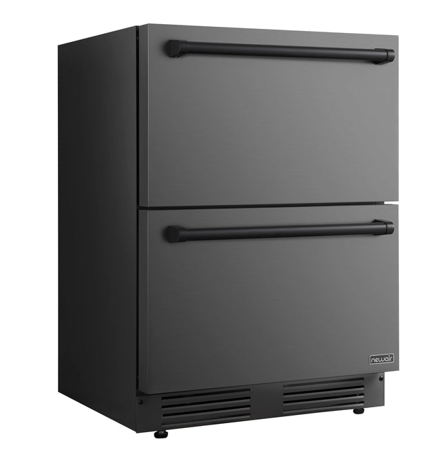 Front. NewAir - Newair 24 inch Refrigerator and Outdoor Freezer, Undercounter Refrigerator Freezer Convertible - Black Stainless Steel.