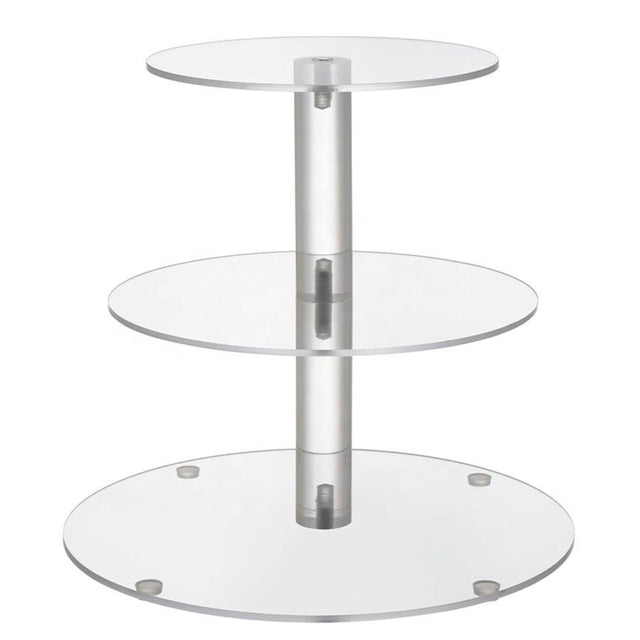 Front. Kitcheniva - Acrylic 3 Tier Dessert Cupcake Stand - Clear.