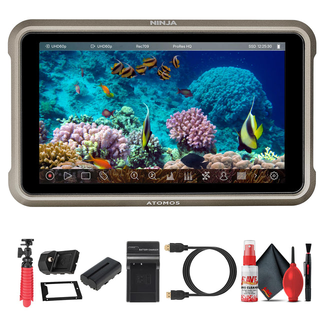 NINJA UHD60p UHD60p Rec709 ProRes HQ SSD 12:25:30 1 2 O ATOMOS | BATTERY SHARER SAVE HOTRONICS INS CLEANS