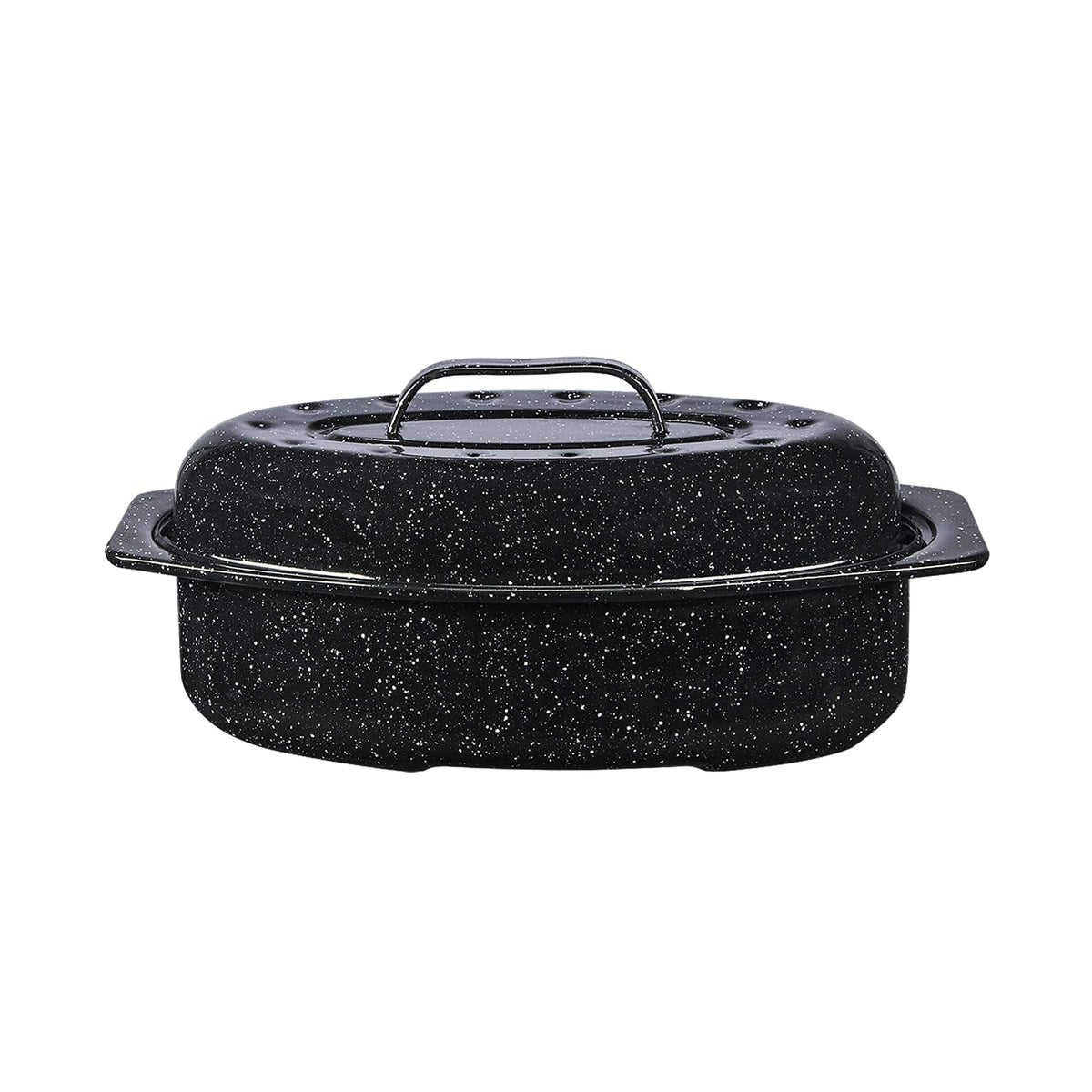Granite Ware - 13-Inch Covered Oval Roaster - Speckled Black