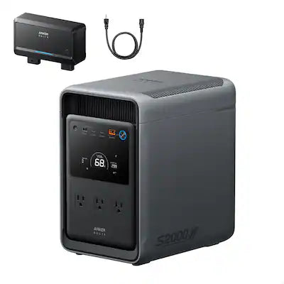 Anker - SOLIX S2000 Portable Power Station w/ Alternator Charger,Peak 3,000W Battery Solar Generator for Emrgency&Home Backup