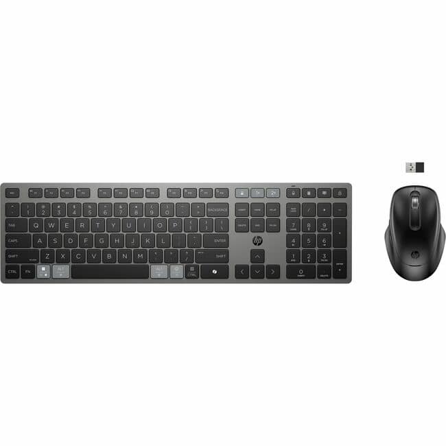 HP - 725 Keyboard & Mouse - USB Type A Scissors Wireless Bluetooth/RF 2.40 GHz Keyboard - Nightfall Black - USB Type A - Macaron