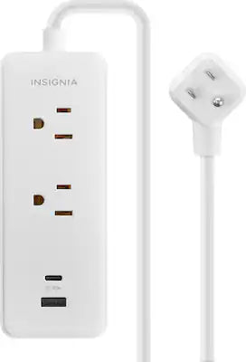 Insignia™ - 4’ 2 Outlet Power Strip with USB-C and USB Ports