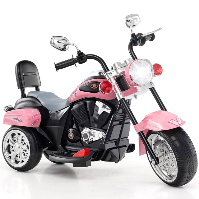 Front. Costway - Costway 6V Kids Ride on Chopper Motorcycle 3 Wheel Trike with Headlight and Horn Racing - Light Pink.