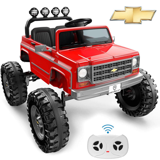 Front. Wisairt - Licensed Chevrolet Cheyenne 24V Ride-On Truck, 2-Seater with Parent Remote - Red.