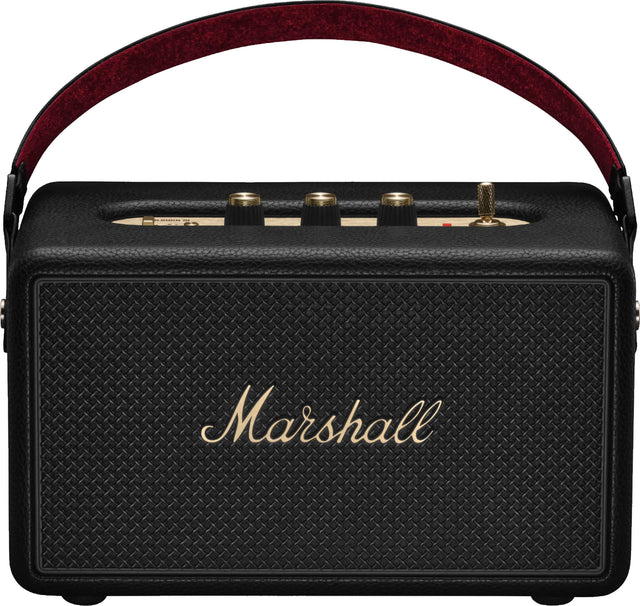 Front. Marshall - Kilburn III Portable Wireless Bluetooth Speaker with Bass / Treble / Volume Controls and 3.5 mm Auxiliary Input - Black and Brass.