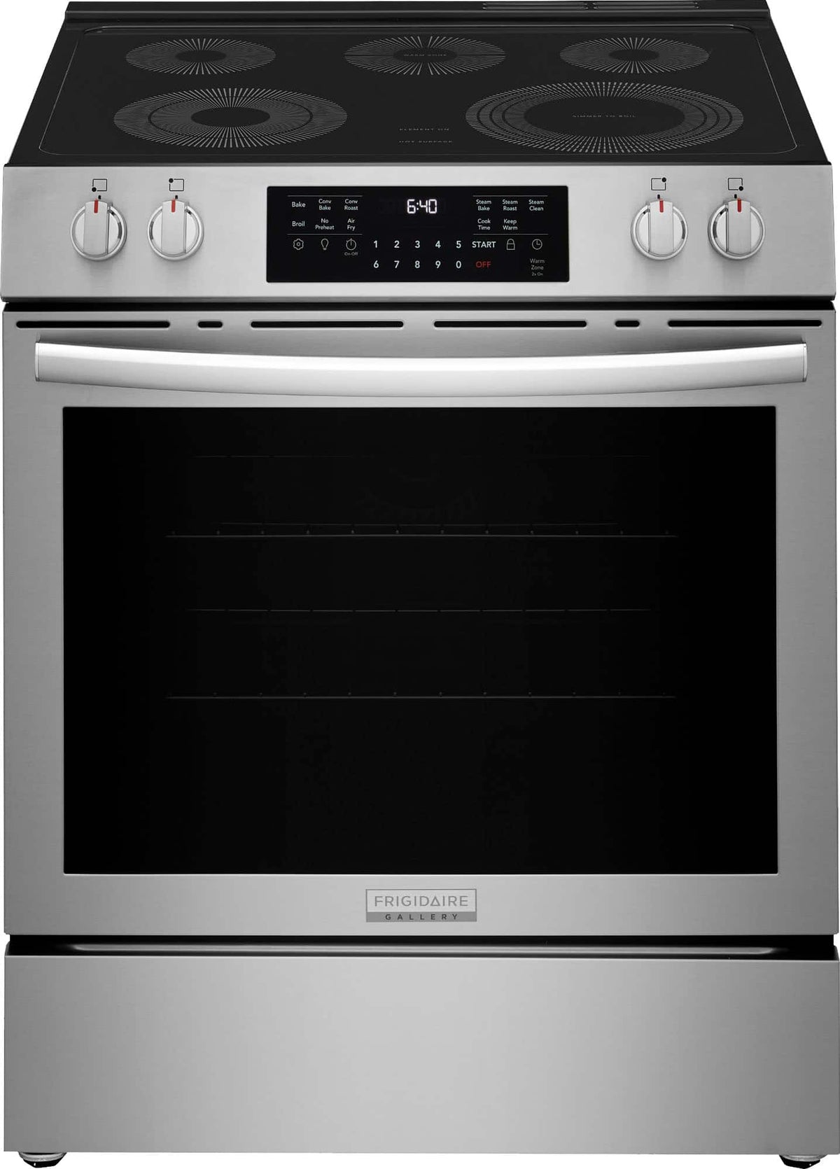 Frigidaire - Gallery 30 in. Wide 5 elements 5.3 Cu. Ft. Slide-In Electric Total Convection Range with Air Fry and Steam Clean - Stainless Steel