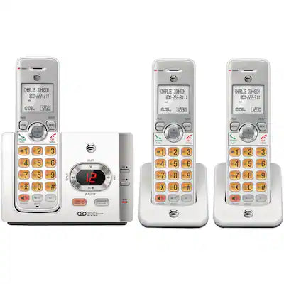 AT&T - DECT 6.0 Expandable Cordless Phone System, Digital Answering, Caller ID, Call Waiting, Large Buttons, 3 Handsets