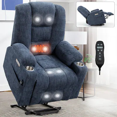 Anysun - Power Lift Recliner w/ Massage & Heat for Elderly, Overstuffed Wide, Heavy Duty, USB/Type-C, 2 Cup Holders