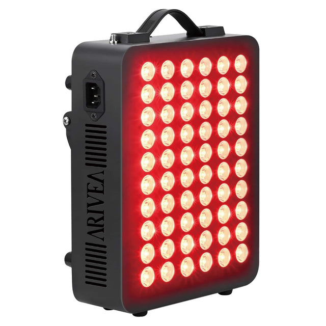 Front. Arivea - Arivea Red Light Therapy Panel with NIR – High Power LED for Full Body Recovery, Pain Relief & Skin Health - Black.