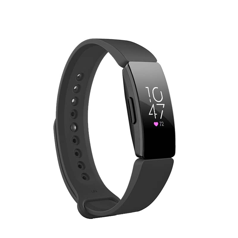 StrapsCo - Rubber Pin-and-Tuck Strap Silicone Watch Band For Fitbit Inspire & Inspire HR (Medium-Long) - Black