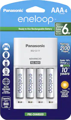 Panasonic - eneloop Charger and 4 AAA Batteries Kit