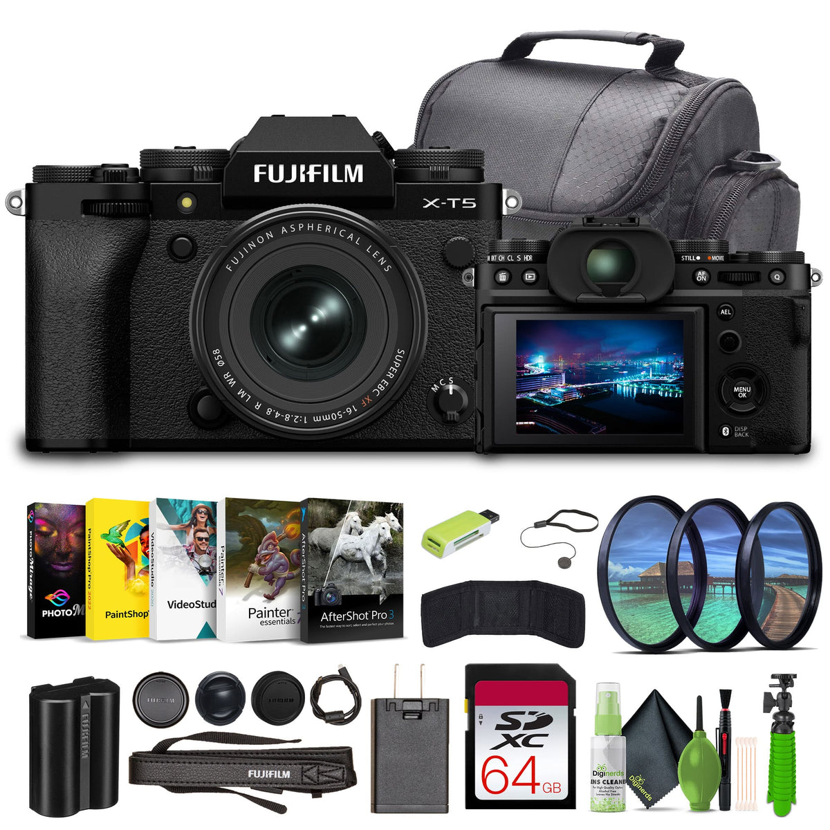 Bundle - Fujifilm - X-T5 Mirrorless Camera With XF 16-50mm f/2.8-4.8 Lens Kit - Black